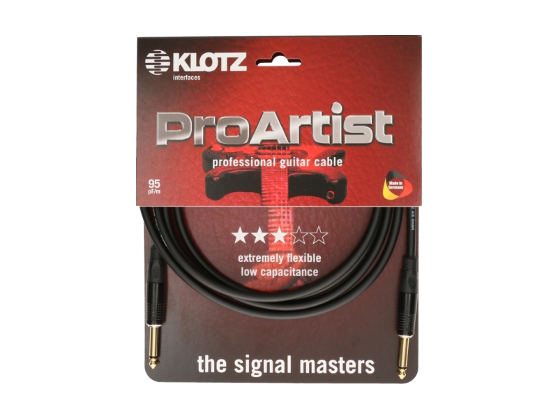 Klotz PRO ARTIST professional guitar cable with metal jack and gold-plated contacts - by KLOTZ - 4.5 m - straight - straight