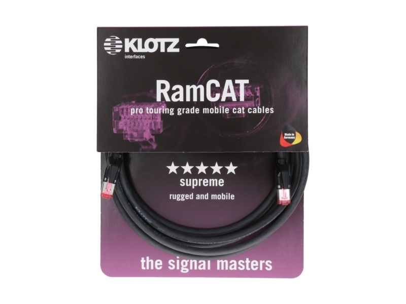 Klotz flexible, double shielded Ram CAT network cable with AWG24 solid conductorCAT5e (SF/UTP) / RJ45 - RJ45 - 3 m