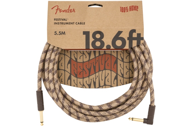 Cablu de instrument/chitară Fender Festival Instrument Cable Straight/Angle 5.5m Pure Hemp Brown Stripe