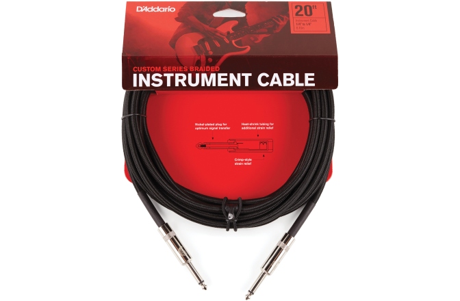 Cablu de instrument Daddario Custom Series Braided Instrument Cable Black 6,09 m