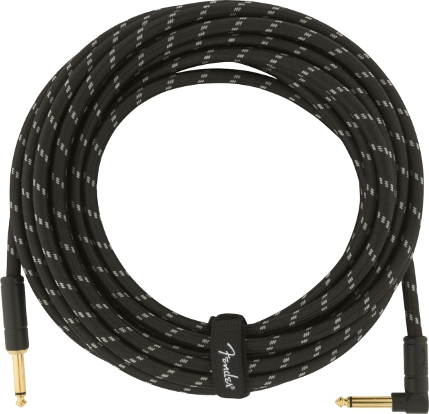 Fender Deluxe Series Instrument Cable Straight/Angle 25' Black Tweed
