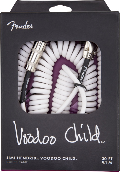 Fender Hendrix Voodoo Child Coil Instrument Cable Straight/Angle 30' White