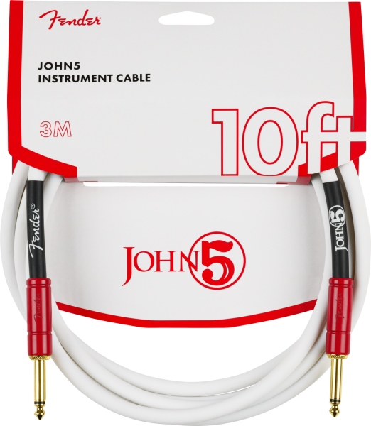 Fender John 5 Instrument Cable White and Red 10'