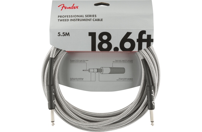 Cablu de Instrument Fender Professional Series Instrument Cable 18.6' White Tweed