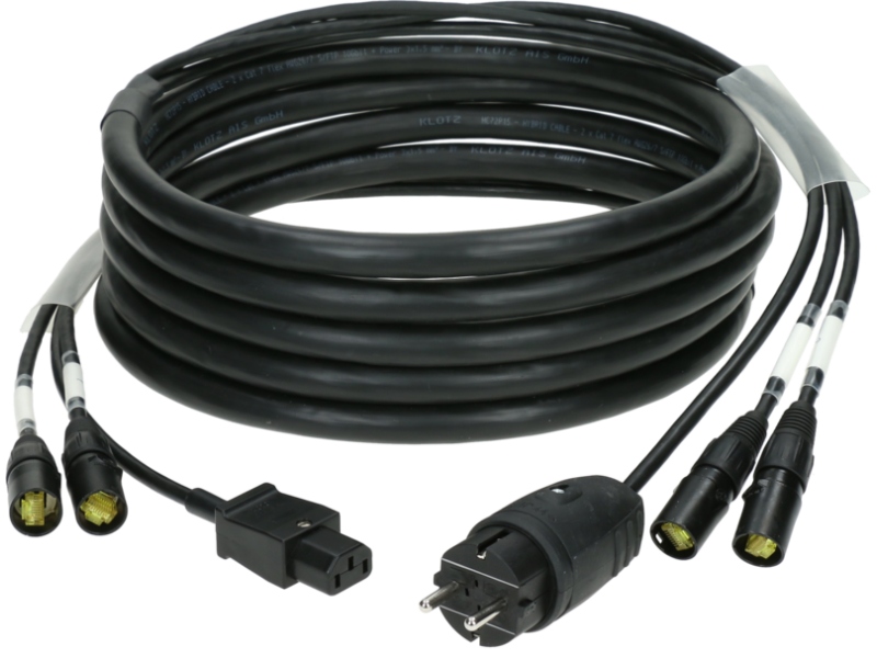 Klotz CAT7 & power 3G1.5 hybrid cable2x etherCON + Schuko => IEC - 16 A - 25 m