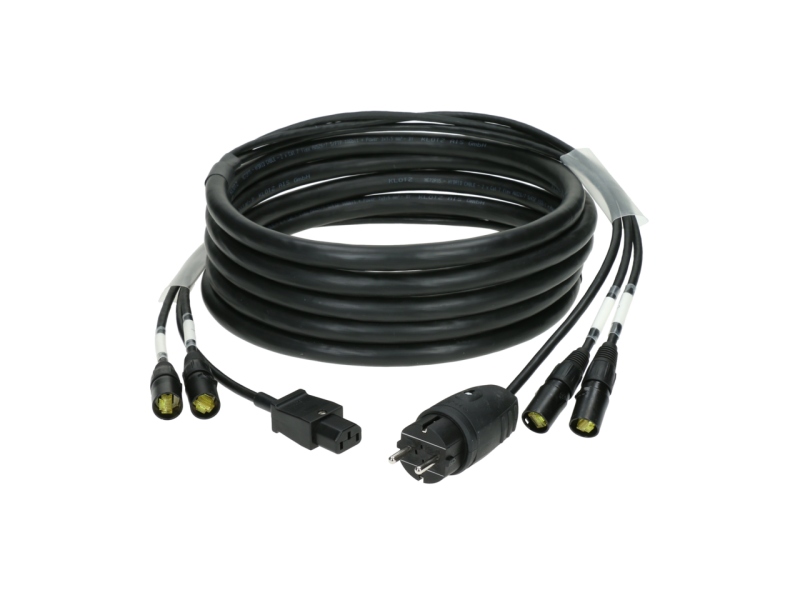 Klotz CAT7 & power 3G1.5 hybrid cable2x etherCON + Schuko => IEC - 16 A - 5 m