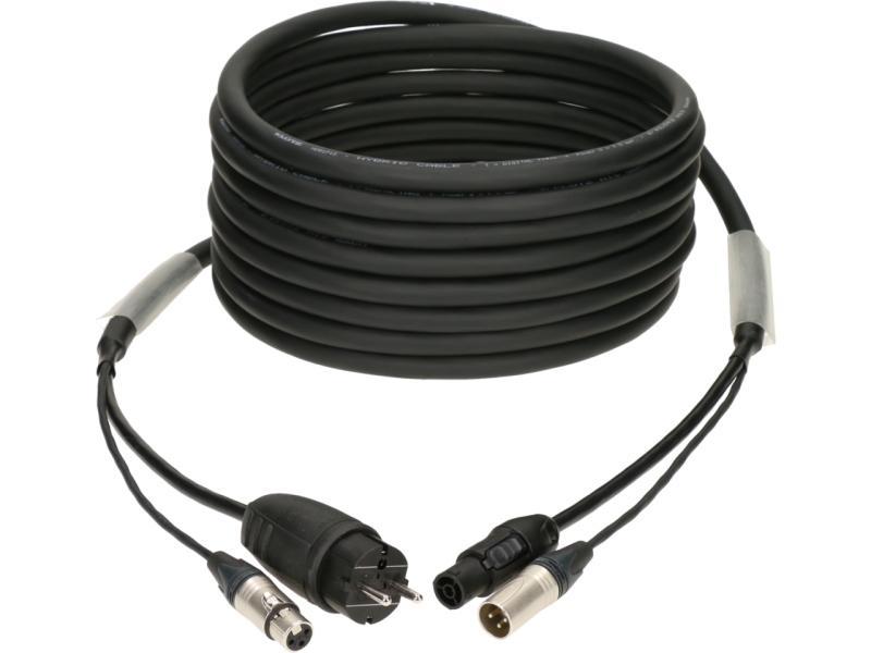 Klotz audio & power 3G2.5 hybrid cableXLR 3p + Schuko => powerCON TRUE1 - 30 m