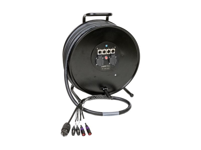 Klotz CAT5e & DMX & power 3G2.5 hybrid cable drum2x etherCON + 2x XLR 5p + Schuko - HT582 - 16 A - 50 m