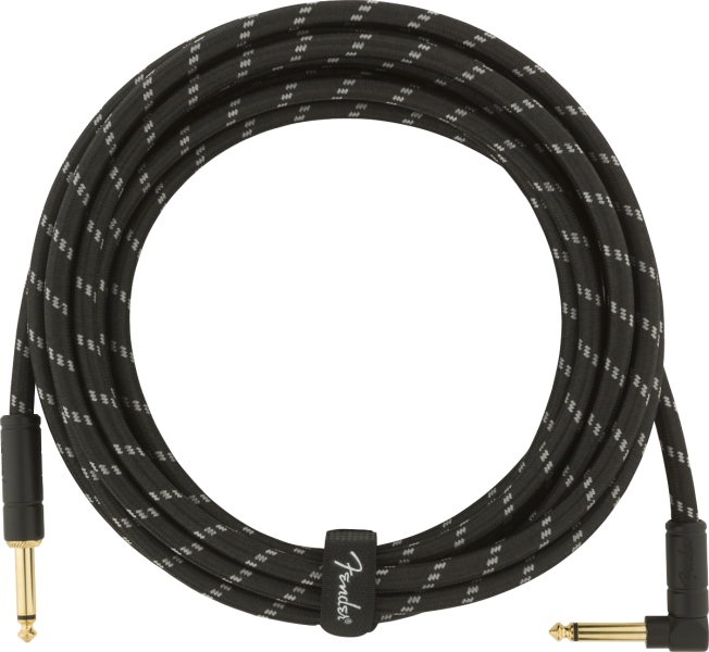 Fender Deluxe Instrument Cable, Straight/Angle, 4.5m, Black Tweed