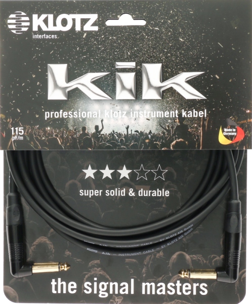 Klotz pro instrument cable with metal jack by KLOTZ - 6 m - black - angled - angled