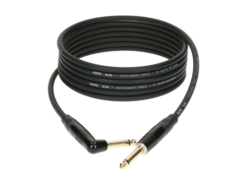 Klotz kik instrument cable 4.5m - black - straight - angled