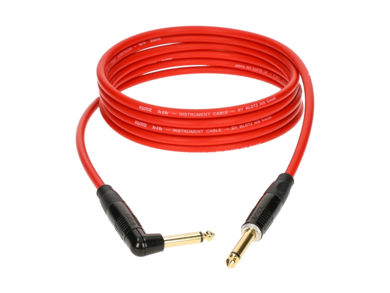 Klotz pro instrument cable with metal jack by KLOTZ - 6 m - red - straight - angled