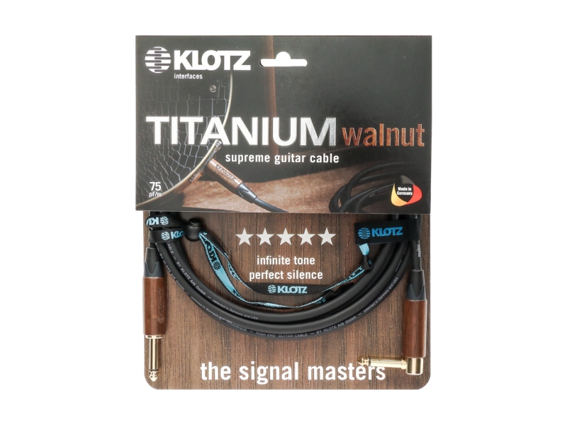 Klotz TITANIUM walnut - supreme guitar cable with walnut sleeves - 4.5 m