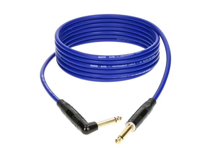 Klotz pro instrument cable with metal jack by KLOTZ - 3 m - blue - straight - angled