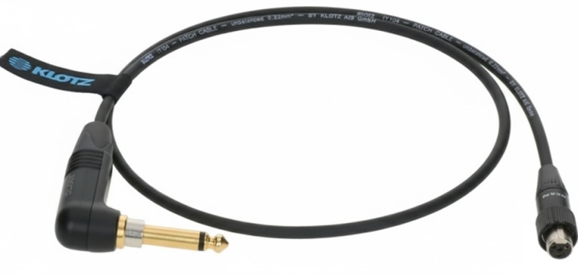Klotz premium instrument cable for bodypack transmitters by ShureTQG (mini XLR 4p) - jack mono, gold plated - SilentPlug angled - TQG - 0.7m