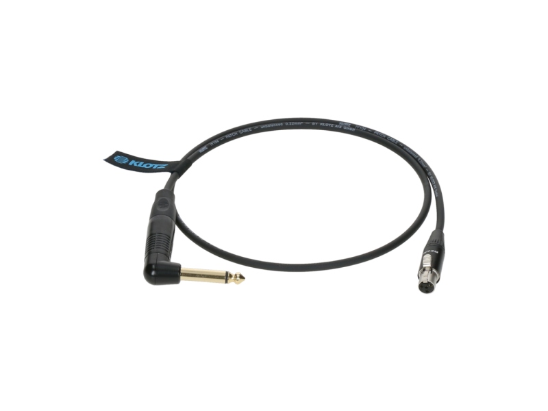 Klotz premium instrument cable for bodypack transmitters by ShureTQG (mini XLR 4p) - jack mono, gold plated - jack angled - TQG locking