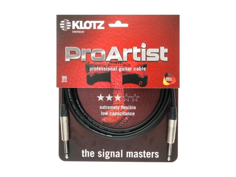 Klotz PRO ARTIST professional guitar cable with jacks from nickel and nickel-plated contacts - by Neutrik® - 1.5 m - straight - straight