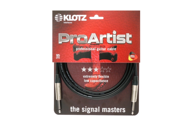 Cablu instrument profesional Klotz PRO ARTIST professional guitar cable with jacks from nickel and nickel-plated contacts - by Neutrik® - 3 m - straight - straight