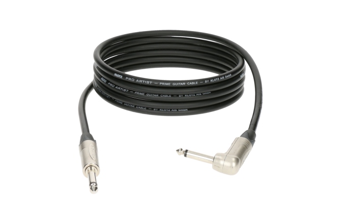 Cablu instrument profesional Klotz PRO ARTIST professional guitar cable with jacks from nickel and nickel-plated contacts - by Neutrik® - 9 m - straight - angled