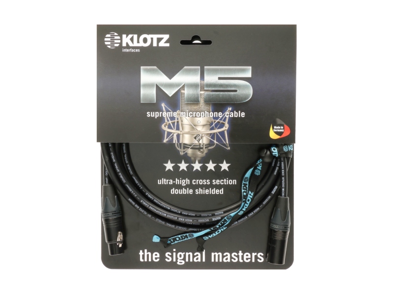 Klotz M5 supreme microphone cable with double shielding and XLR by Neutrik - cable carrier - 3 m