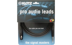 Cablu microfon profesional Klotz professional analog audio cable - balanced with female XLR by Neutrik® to balanced jack plug - 2 m