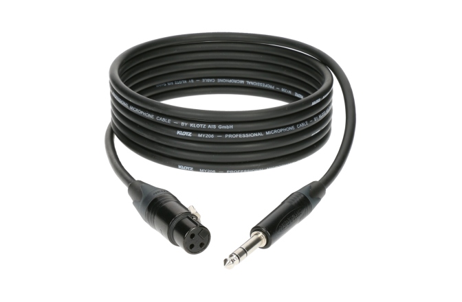 Cablu microfon profesional Klotz professional analog audio cable - balanced with female XLR by Neutrik® to balanced jack plug - 2 m