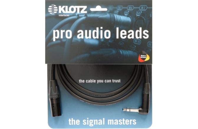 Cablu microfon profesional Klotz professional analog audio cable - balanced with male XLR by Neutrik® to balanced jack plug angled - 3 m