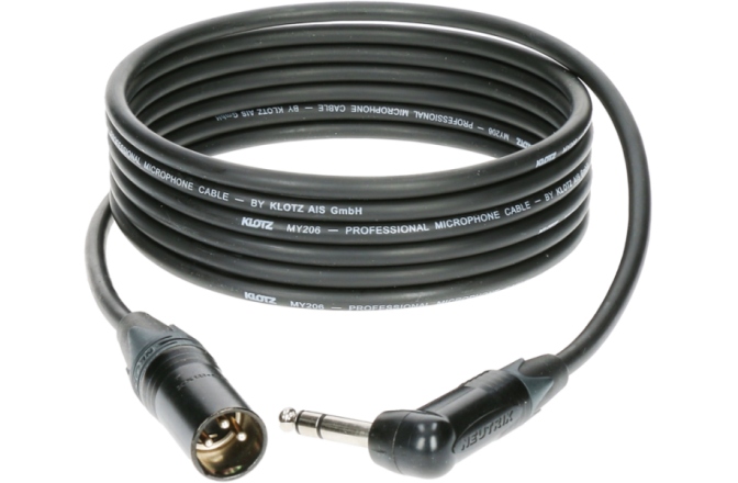 Cablu microfon profesional Klotz professional analog audio cable - balanced with male XLR by Neutrik® to balanced jack plug angled - 3 m