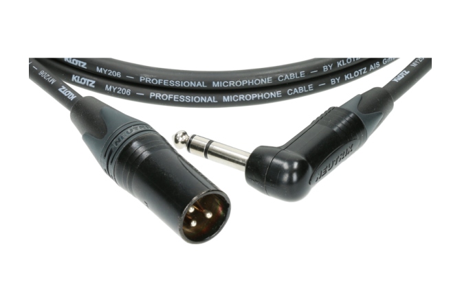 Cablu microfon profesional Klotz professional analog audio cable - balanced with male XLR by Neutrik® to balanced jack plug angled - 3 m