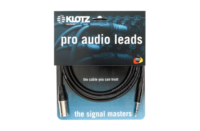 Cablu microfon profesional Klotz professional analog audio cable - balancedwith male XLR by KLOTZ to balanced jack plug - 10 m