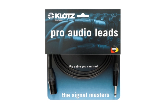 Cablu microfon profesional Klotz professional analog audio cable - balancedwith male XLR by Neutrik® to balanced jack plug - 5 m