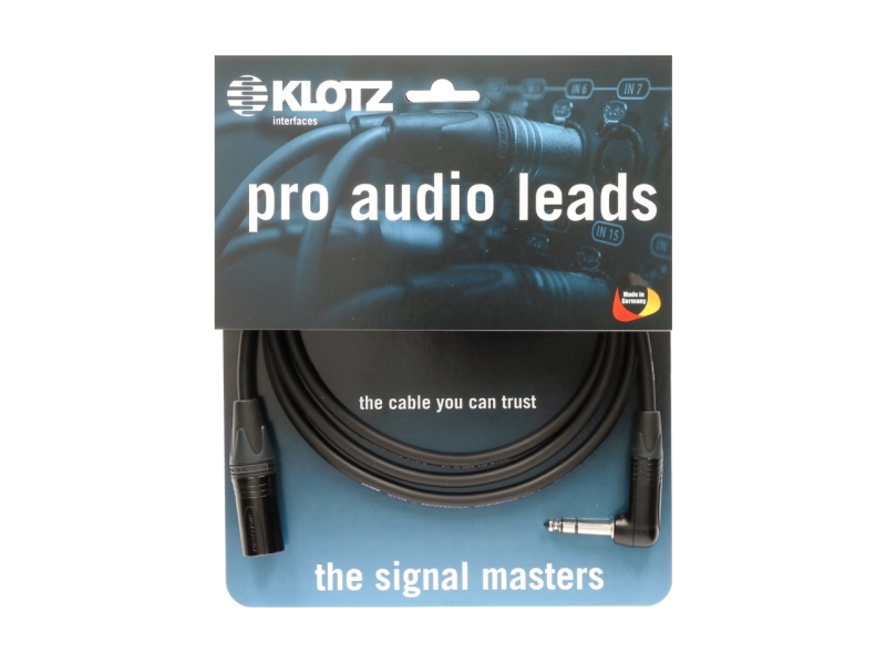Klotz professional analog audio cable - balancedwith male XLR by Neutrik® to balanced jack plug angled - 5 m