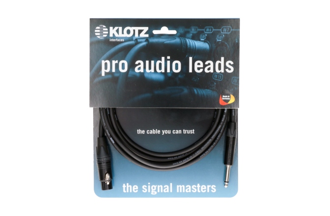 Cablu microfon profesional Klotz professional analog audio cable - unbalanced with female XLR by Neutrik® to unbalanced jack plug - 2 m
