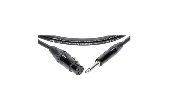 Cablu microfon profesional Klotz professional analog audio cable - unbalanced with female XLR by Neutrik® to unbalanced jack plug - 2 m