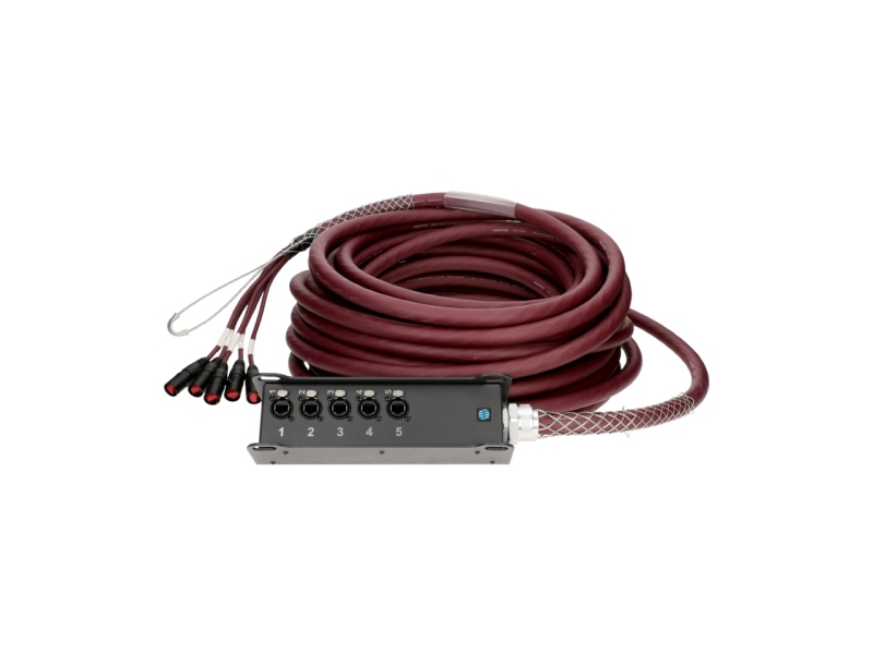 Klotz RamCAT 5-fold network multicore system, highly flexible RC5-LB5V cable, TrussLink stagebox, standard versionCAT5e (S/UTP) / etherCON - etherCON - 25 m