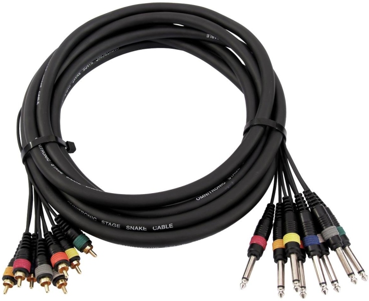 Omnitronic Snake cable 8xRCA/8xJack mono 15m
