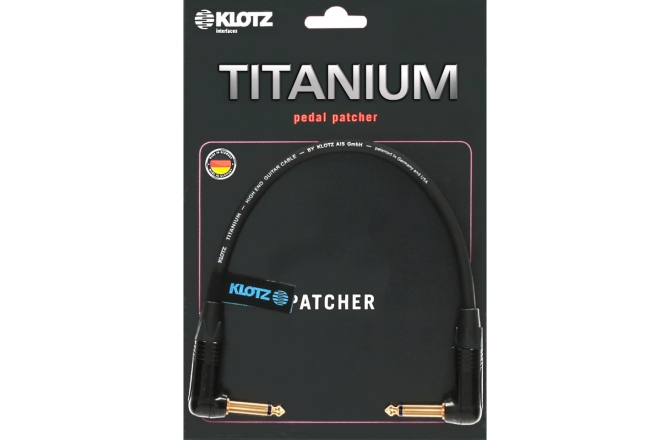 Cablu patch chitară premium Klotz supreme TITANIUM patch cable with angled jacks - 0.3 m