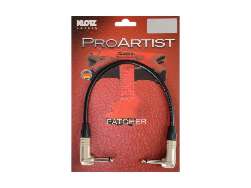 Klotz PRO ARTIST unbalanced professional patch cable with jacks from nickel and nickel-plated contacts - by Neutrik® - 0.3 m - angled - angled