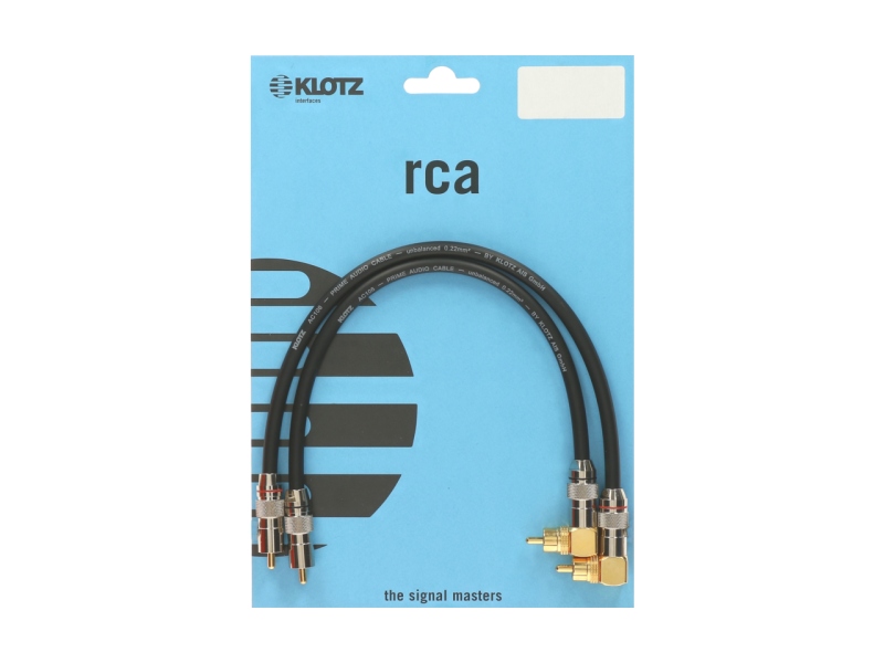 Klotz supreme RCA cable with angled RCA plugsgold-plated contacts - 0.3 m - 2 pieces (1 blister)