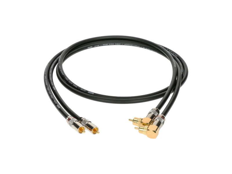 Klotz supreme RCA cable with angled RCA plugsgold-plated contacts - 10 m - 2 pieces (1 PE bag)