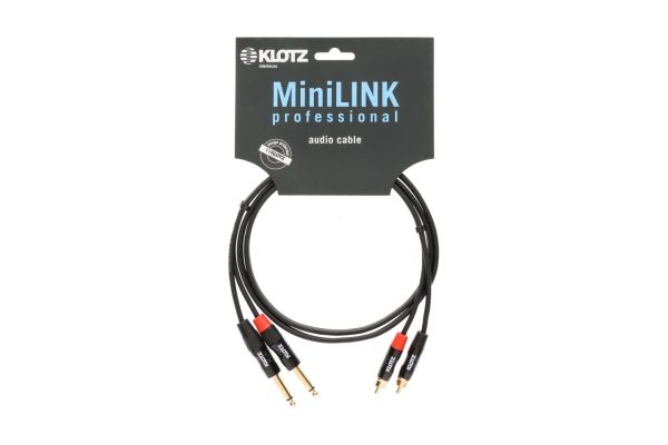 MiniLink Pro stereo twin cable with gold-plated metal rca and jack plugs - 1.5 m
