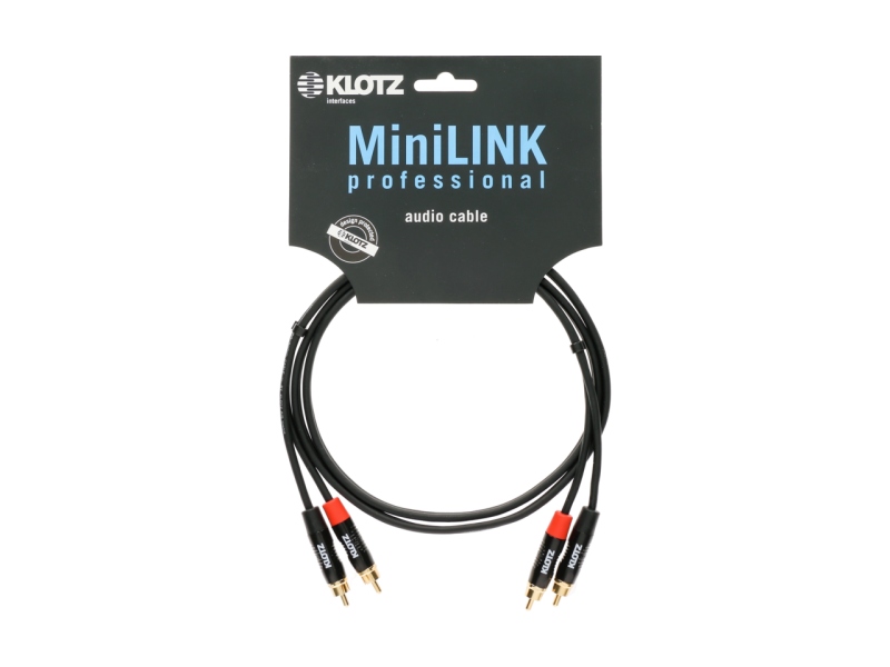 Klotz MiniLink Pro stereo twin cable with gold-plated metal rca plugs - 0,9 m
