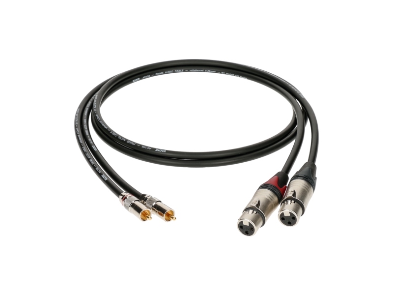 Klotz supreme RCA cable with straight RCA and XLR female plugs gold-plated contacts - 1.5 m - 2 pieces (1 blister)