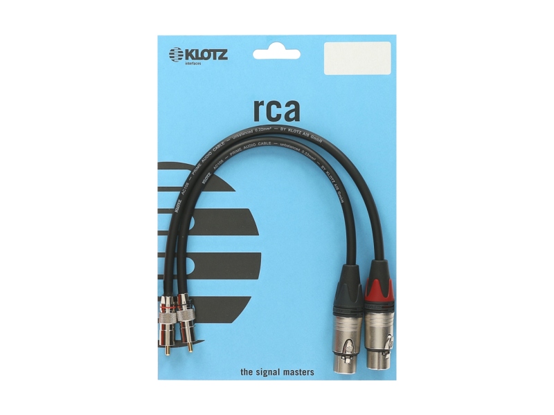 Klotz supreme RCA cable with straight RCA and XLR female plugsgold-plated contacts - 0.6 m - 2 pieces (1 blister)