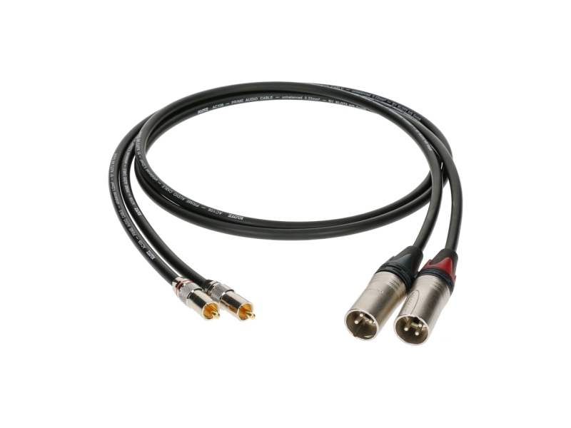 Klotz supreme RCA cable with straight RCA and XLR male plugs gold-plated contacts - 1.5 m - 2 pieces (1 blister)