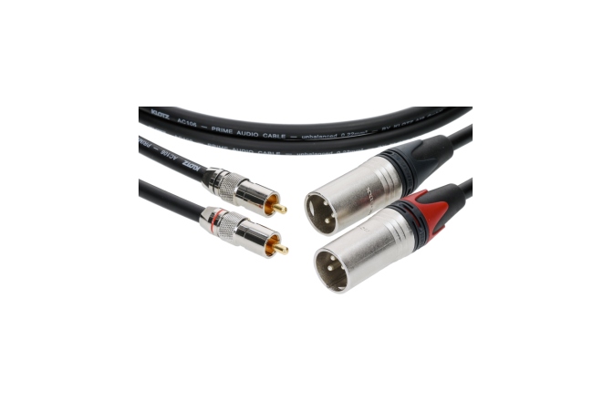 Cablu RCA-XLR premium Klotz supreme RCA cable with straight RCA and XLR male plugs gold-plated contacts - 5 m - 2 pieces (1 PE bag)