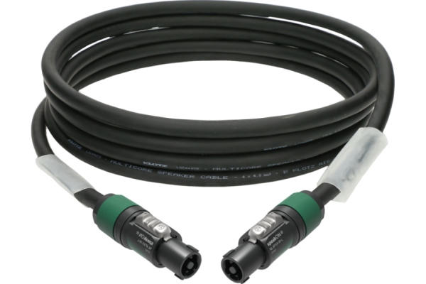 4x 4.0 mm² speaker cable PVCspeakON 4p F/F with plastic shell (NL4FXX) - 2x transparent - 60 m
