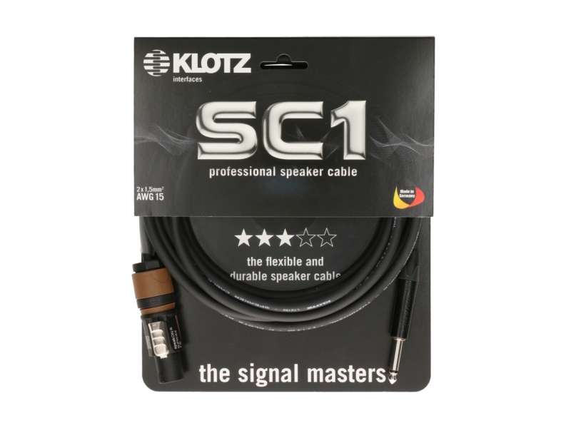 Klotz 2x 1.5 mm² speaker cable PVCspeakON 2p F (NL2FXX) - jack 2p M - 1 m