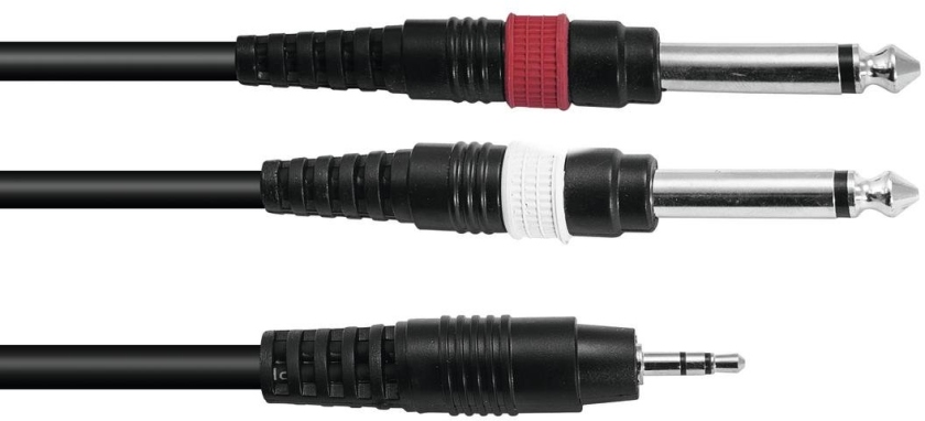 Omnitronic Adaptercable 3.5 Jack/2xJack 1.5m bk