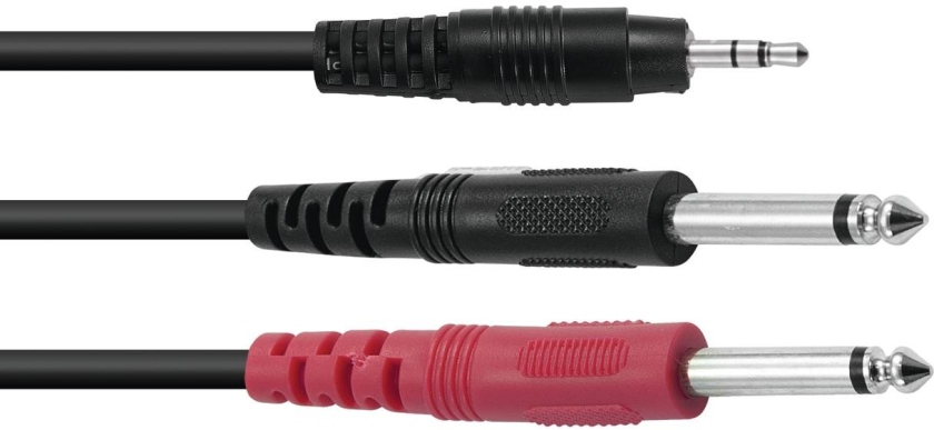 Omnitronic Adaptercable 3.5 Jack/2xJack ECO 3m bk